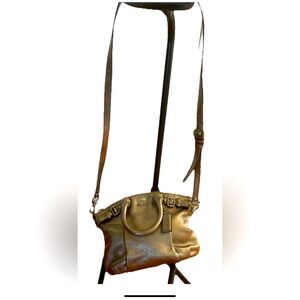 Coach Metallic Bronze Leather Crossbody Bag with Adjustable Strap